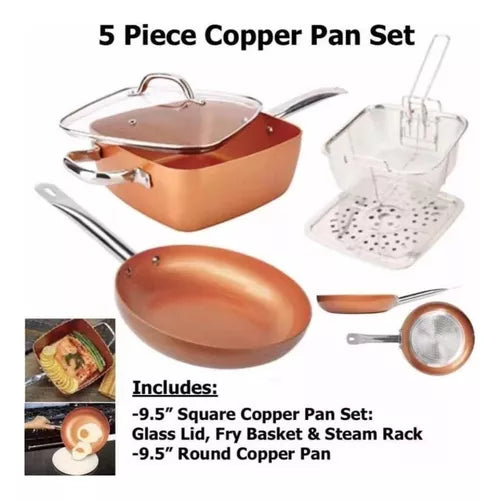 SARTENES OLLAS COPPER PAN X 5 PIEZAS