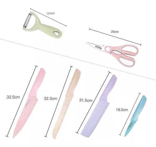 JUEGO SET DE CUCHILLOS ELEGANTE DE COLOR